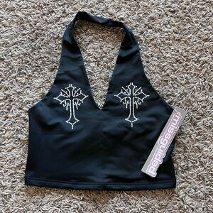 Missguided Black Halter Top